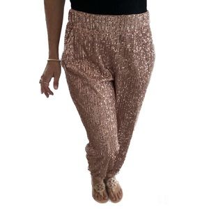 Rose Gold Sequin Loft Pants Size Medium